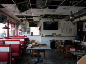 Restaurant kitchen interior before cleaning